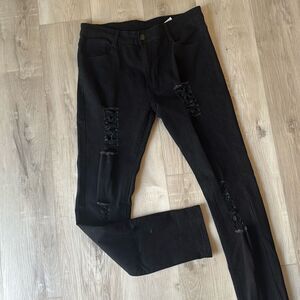 Shein Black Distressed Skinny Jeans Size 34